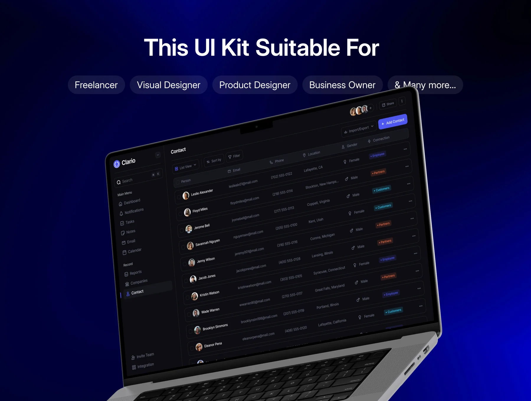 Clario - CRM Platform Dashboard UI Kit 3