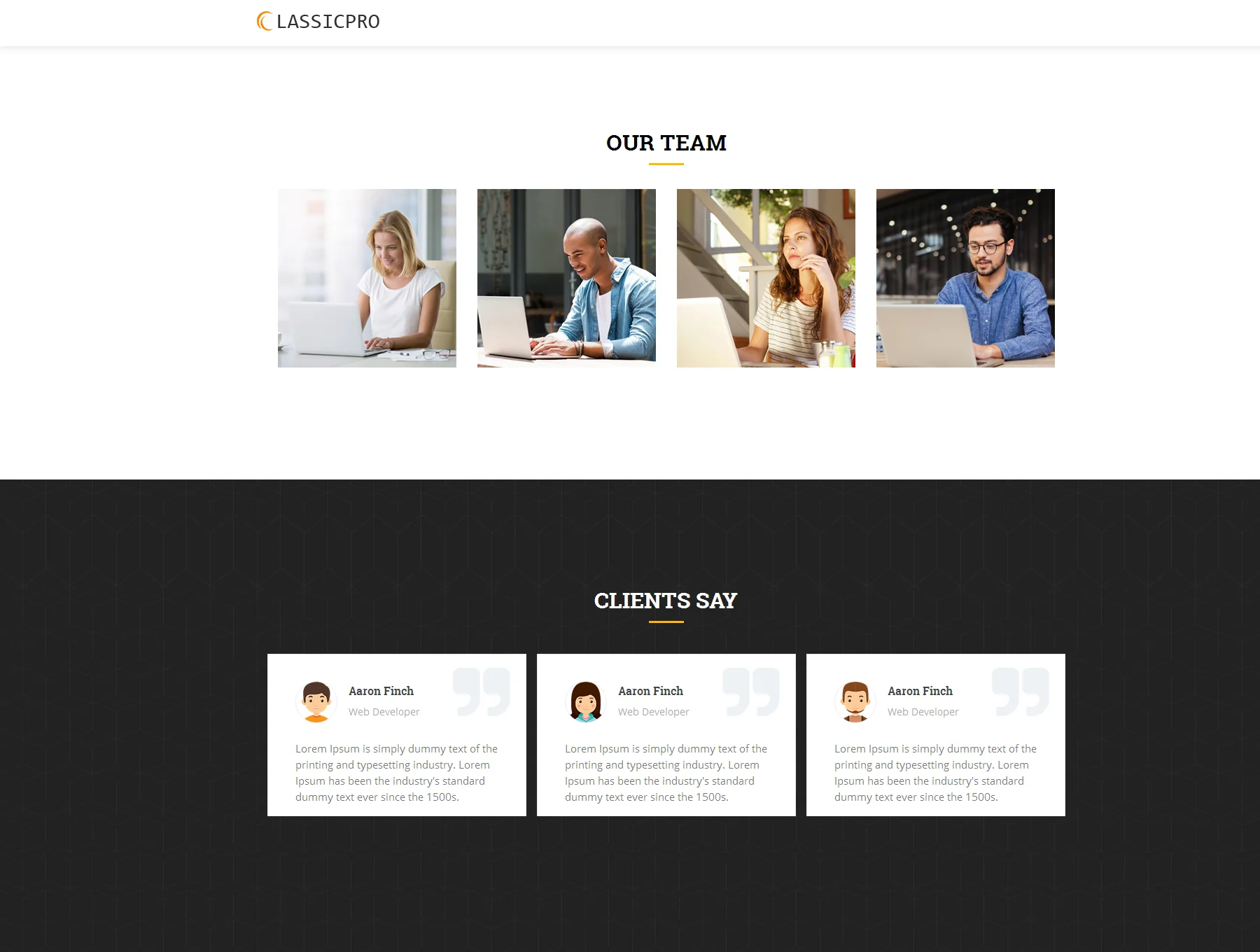 Classicpro - Responsive HTML5 one page Template 3