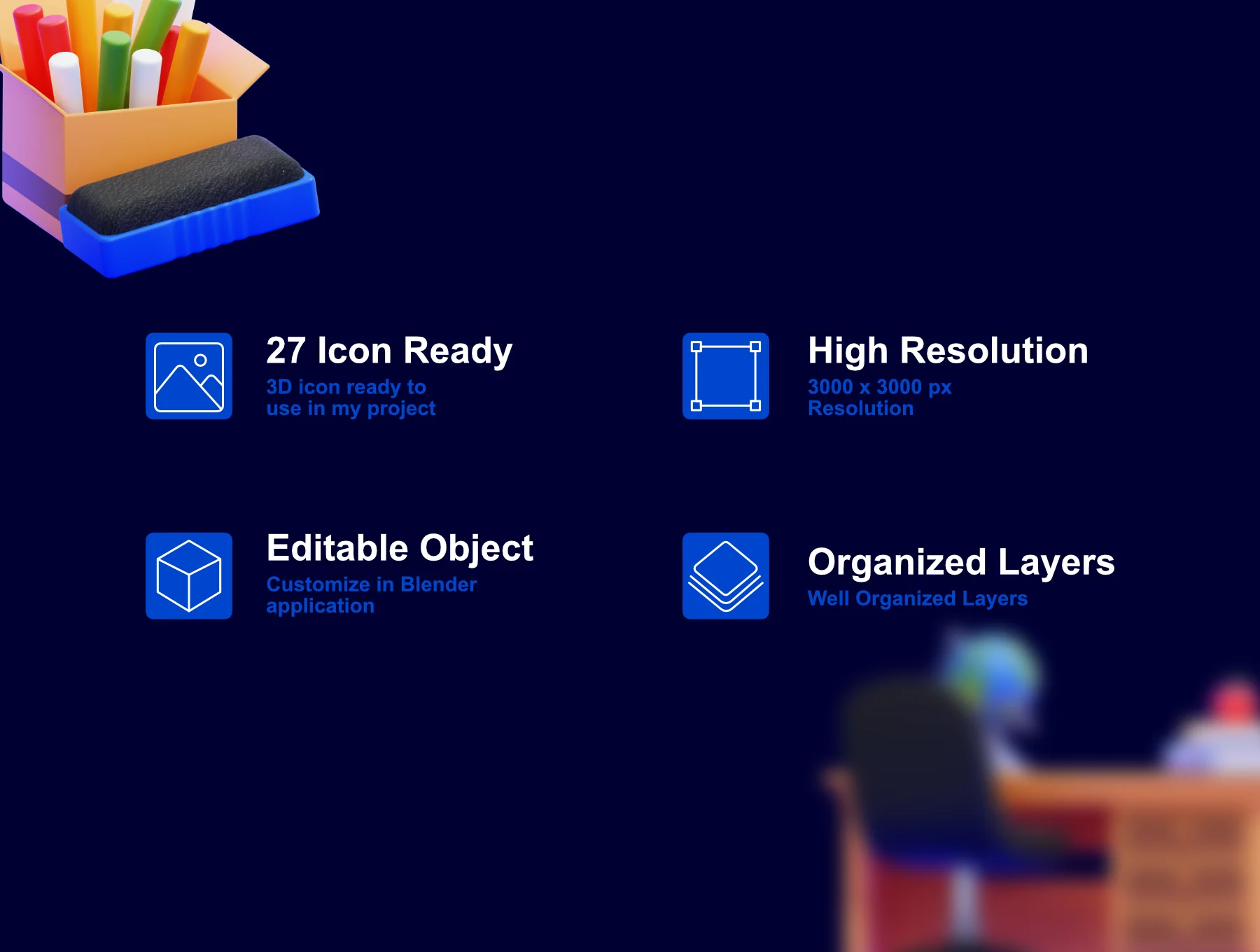 Classroom 3D Icons Packs 2