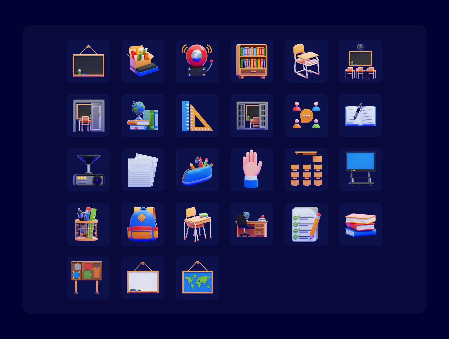 Classroom 3D Icons Packs 6