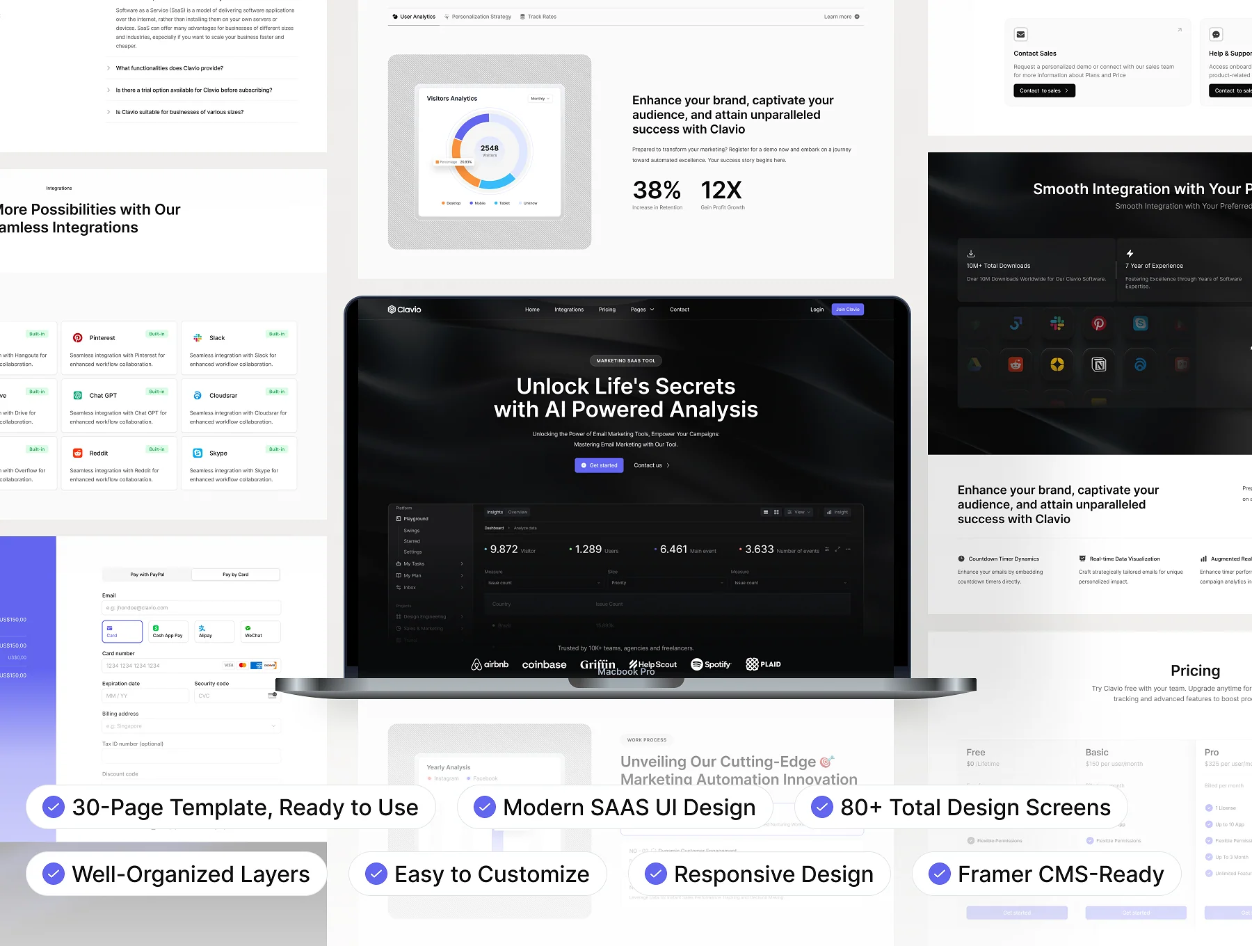 Clavio - SaaS Framer Template & UI Kit Design 2