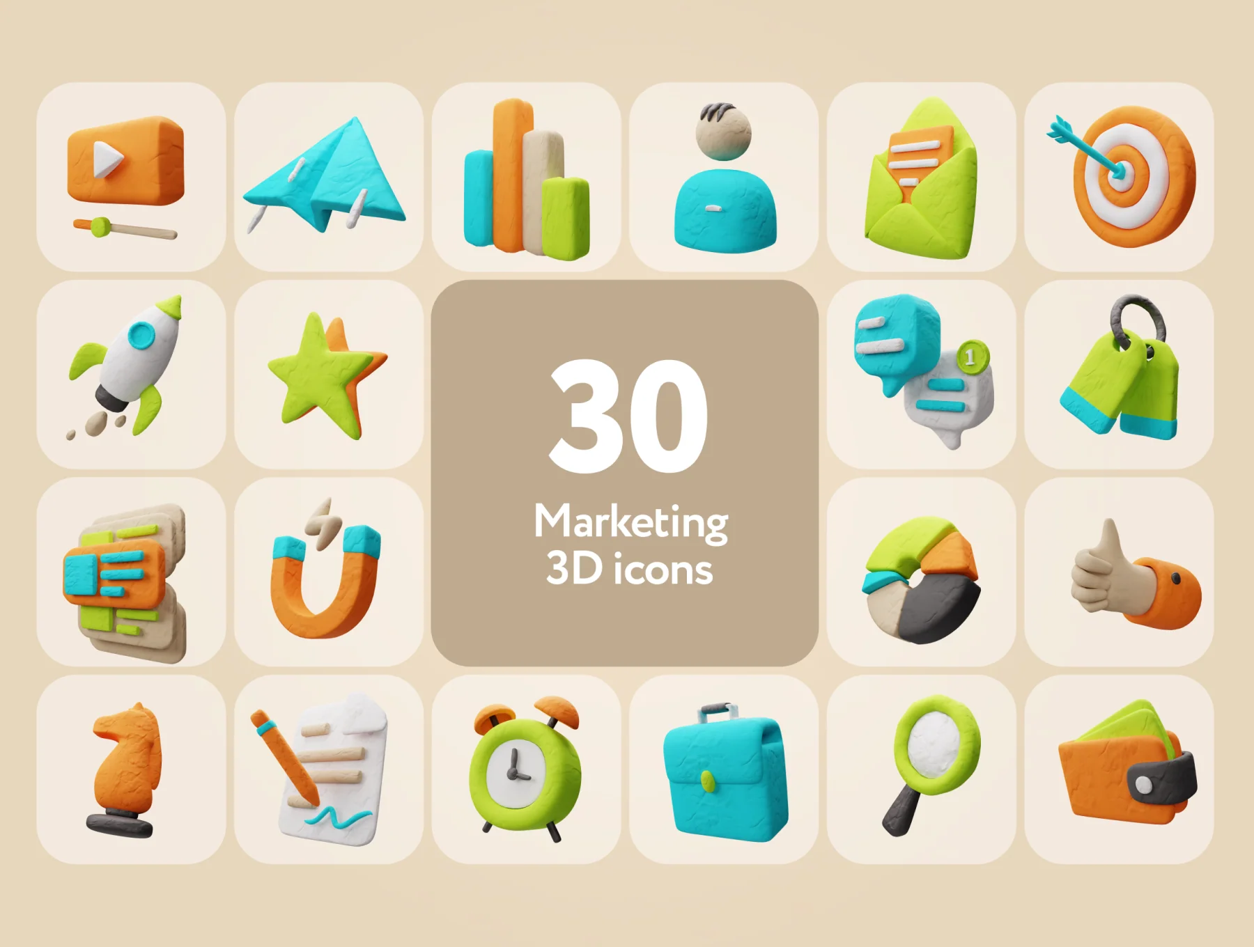 Clayfy Marketing 3D Icons 6