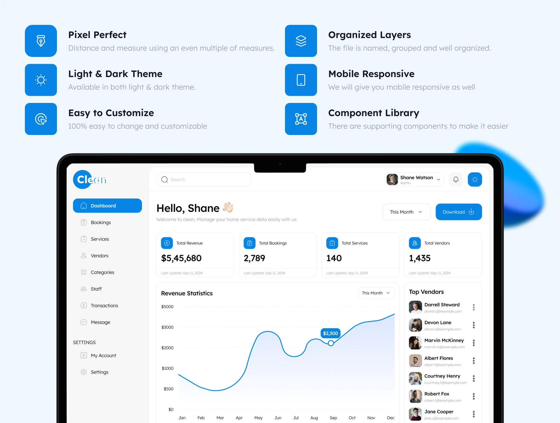 Clean - Home Service Admin UI Kit 2