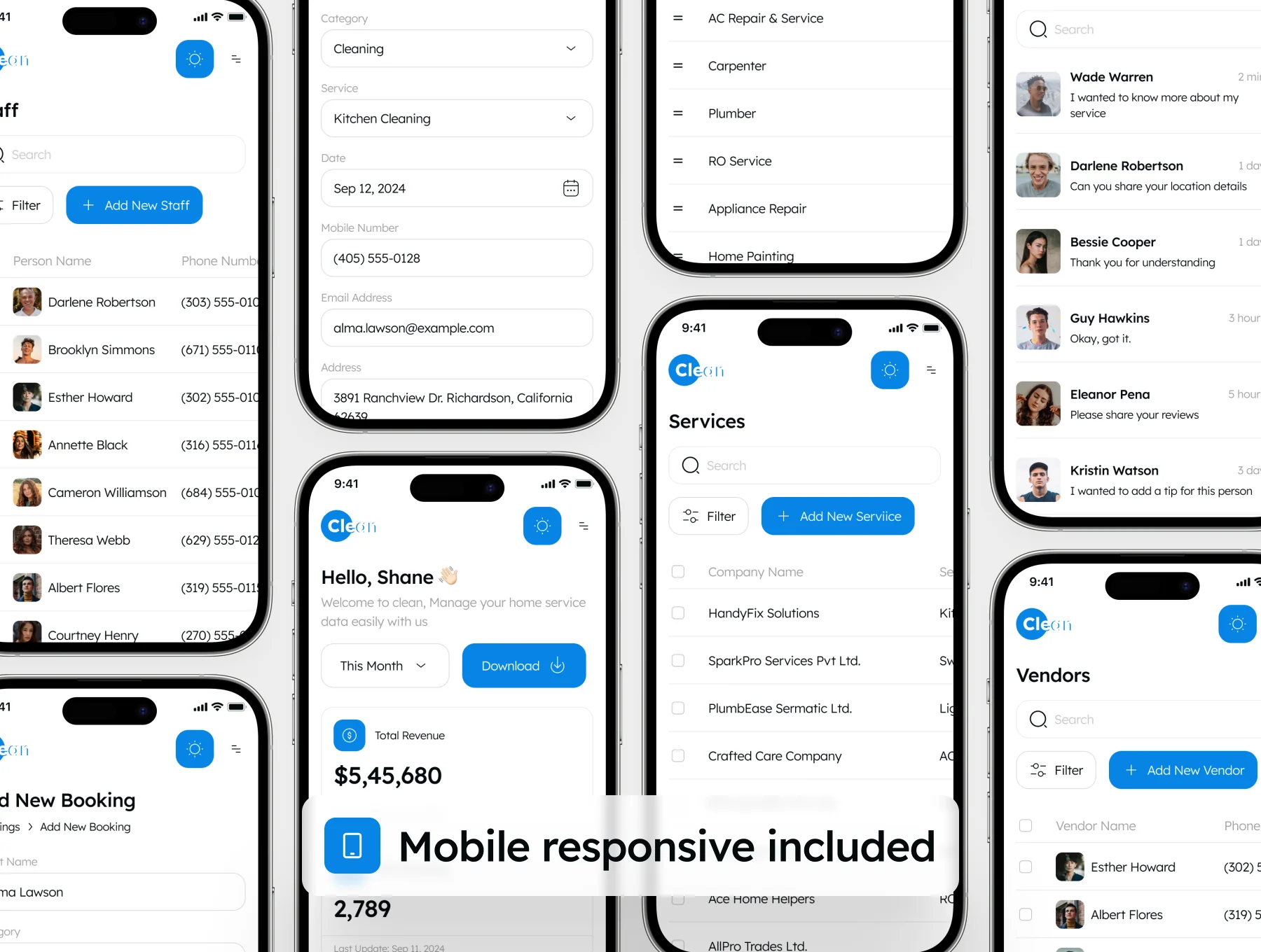 Clean - Home Service Admin UI Kit 7