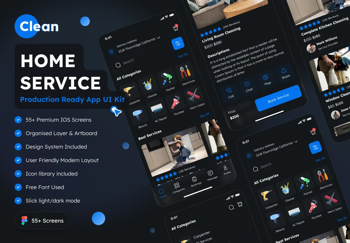 Clean - Home Service App UI Kit