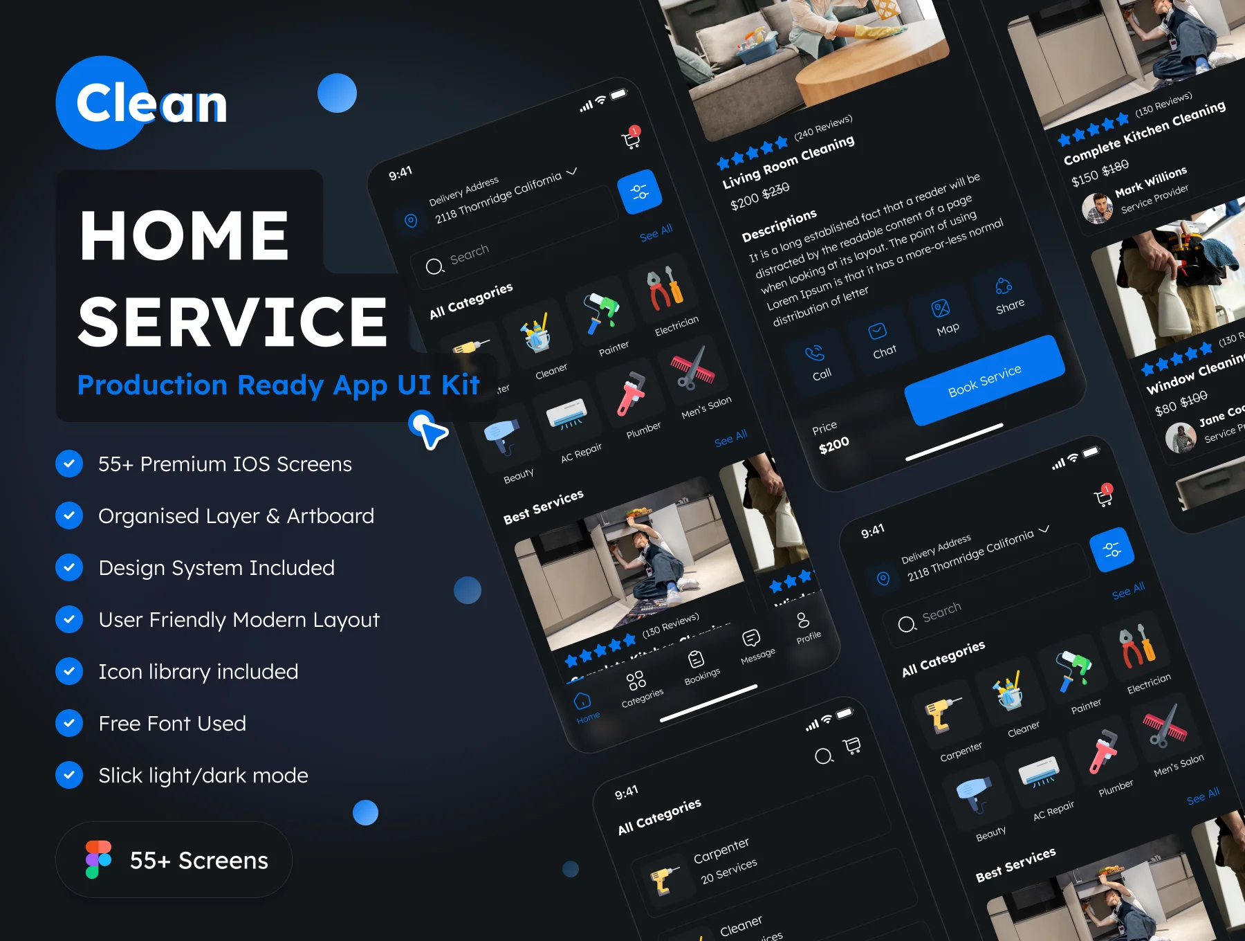 Clean - Home Service App UI Kit