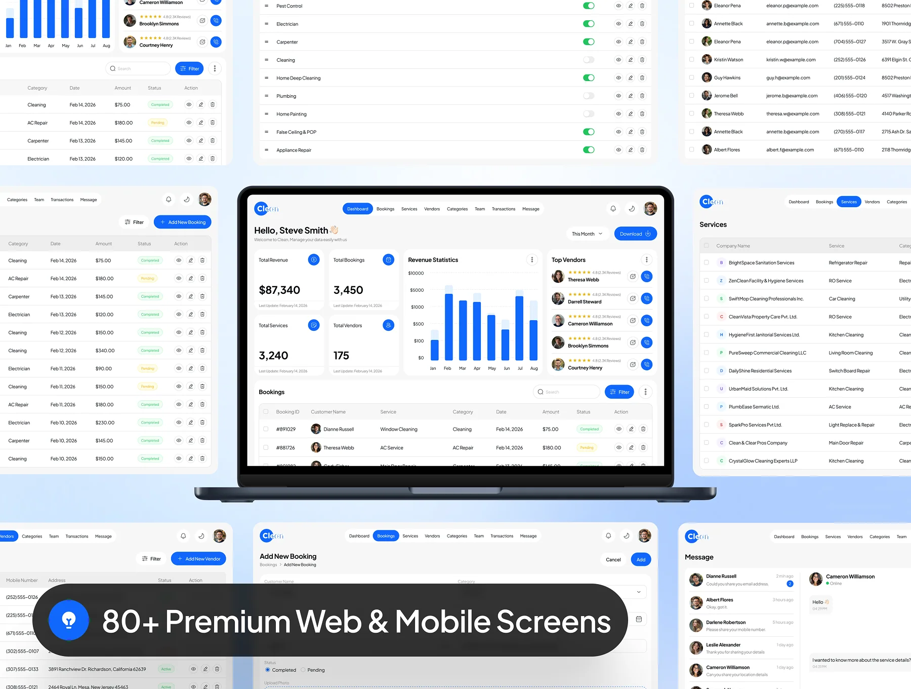 Clean - Home Service Dashboard UI Kit 3
