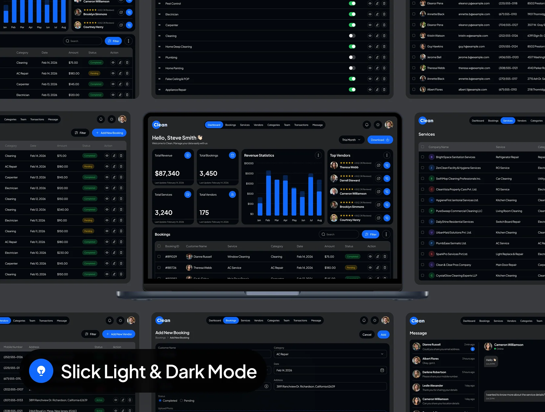Clean - Home Service Dashboard UI Kit 4