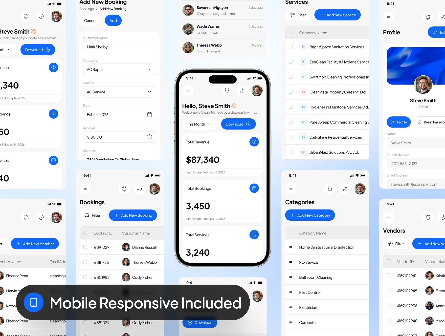 Clean - Home Service Dashboard UI Kit 7