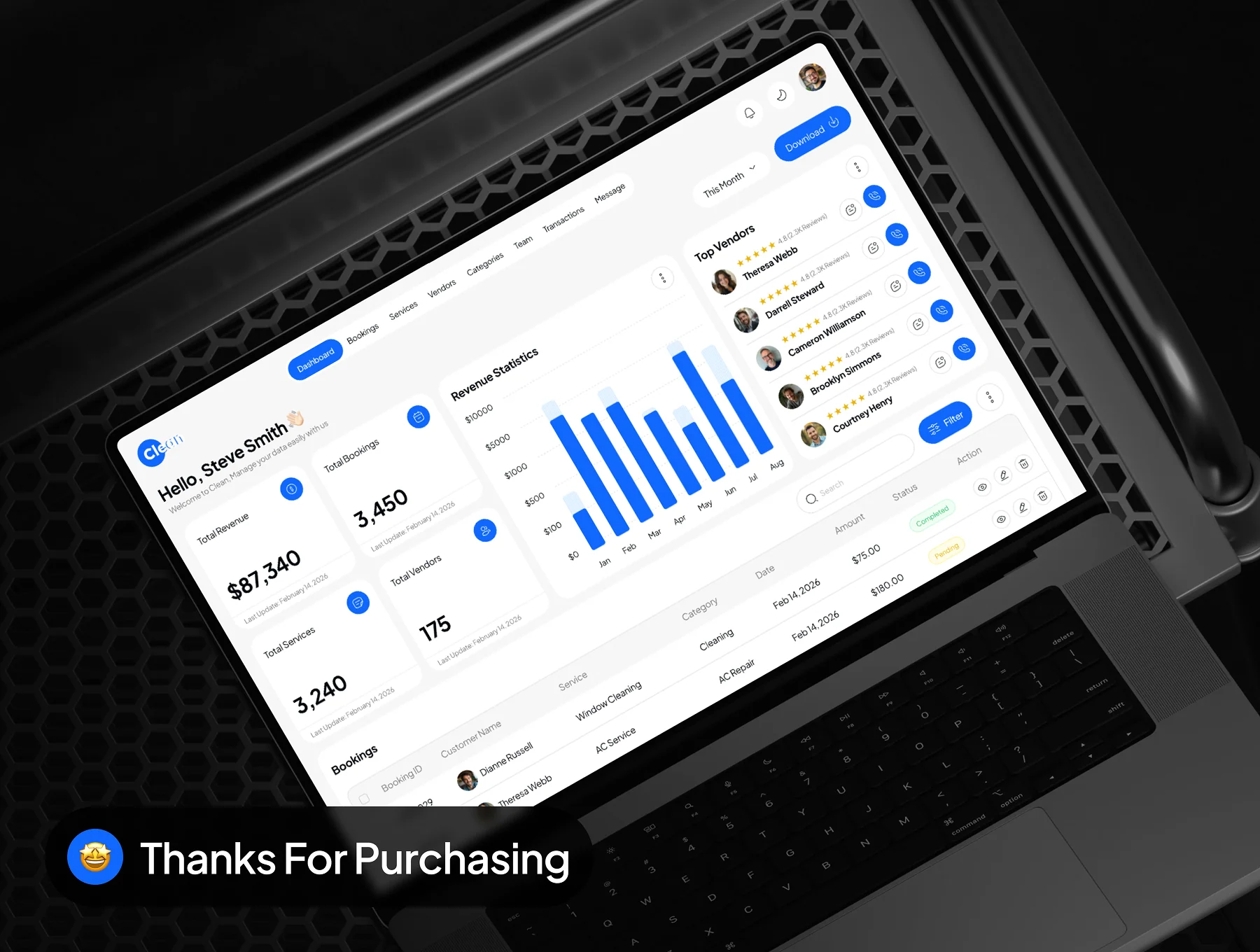 Clean - Home Service Dashboard UI Kit 8