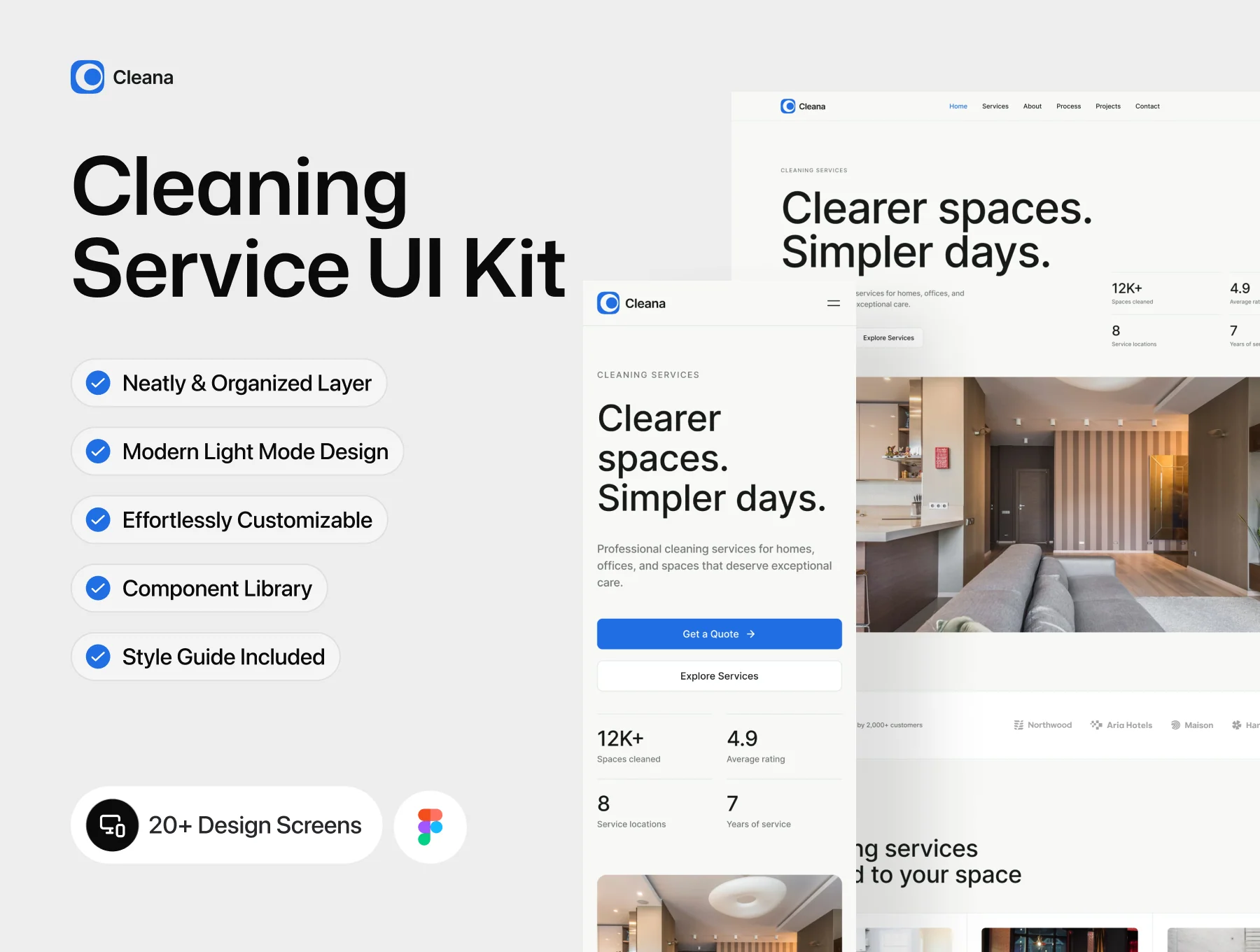 Cleaning Services Landing Page UI Kit – Cleana 2
