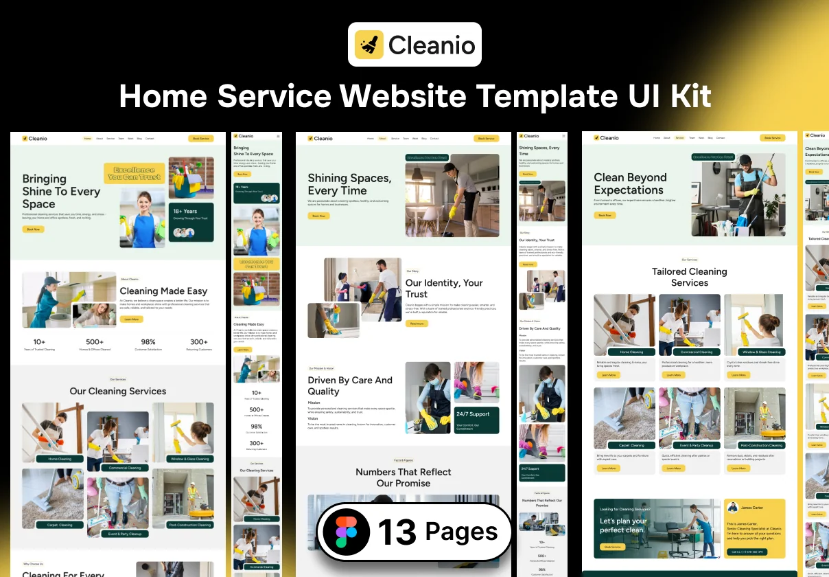 Cleanio - Home Service Website Template UI Kit
