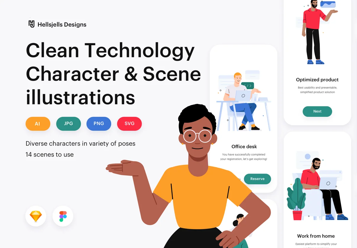 Clean Technology Character & Scene illustrations