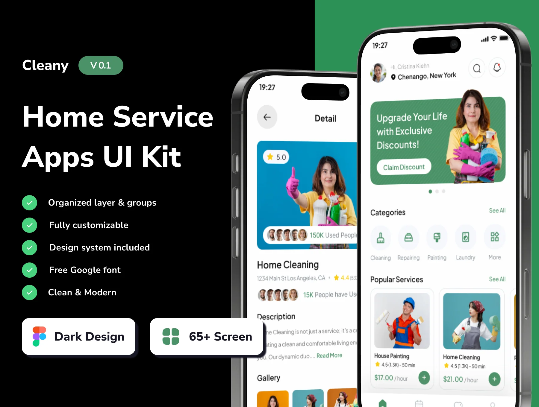 Cleany - Home Service Mobile App UI Kits
