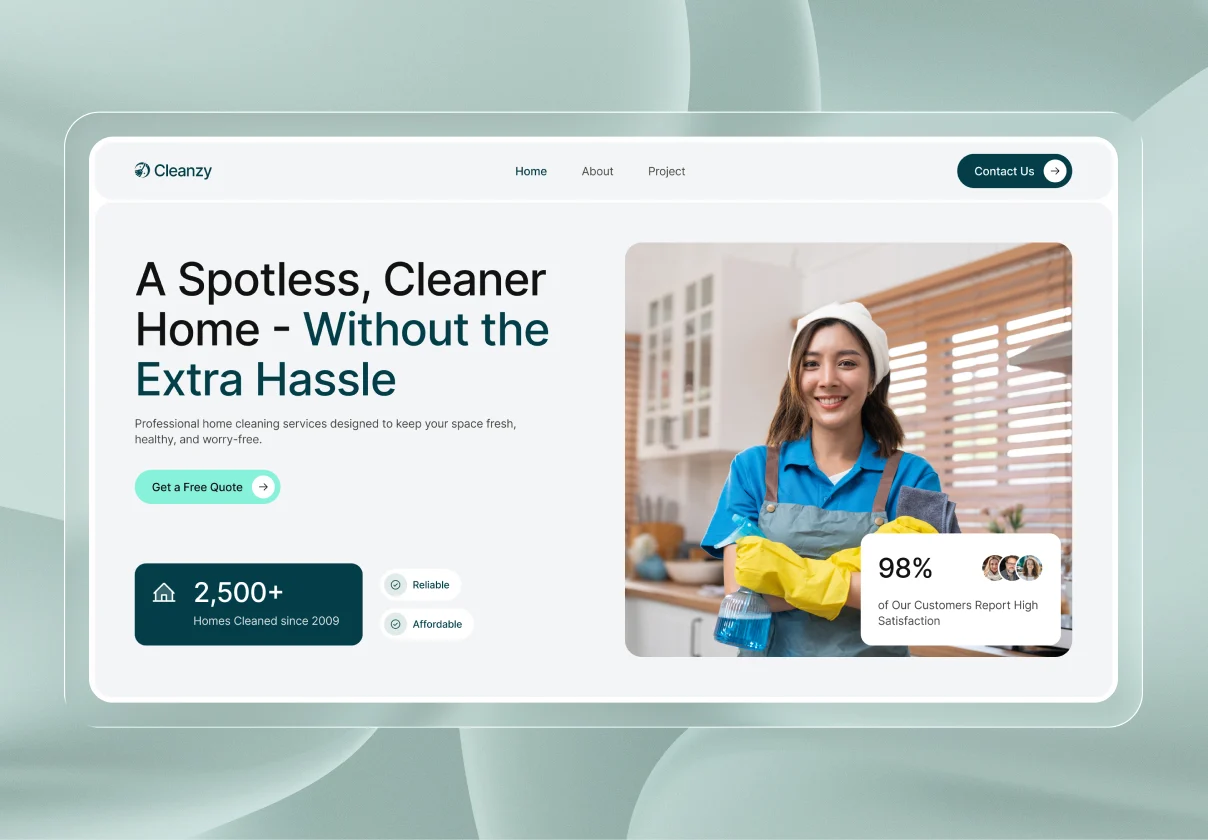 Cleanzy - Home Cleaning Service Website UI Figma Template