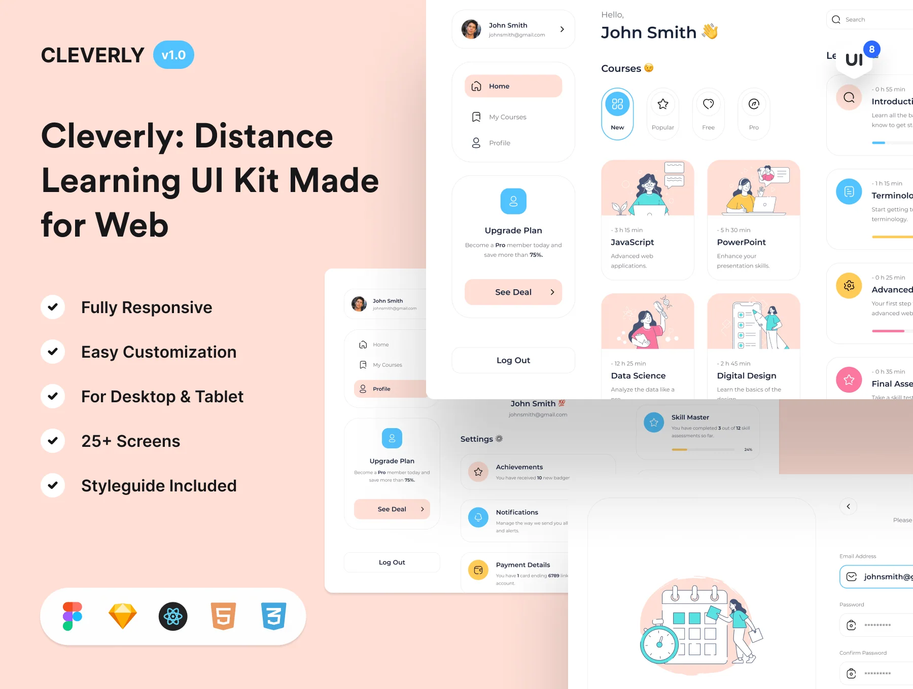 Cleverly: Distance Learning Web UI Kit