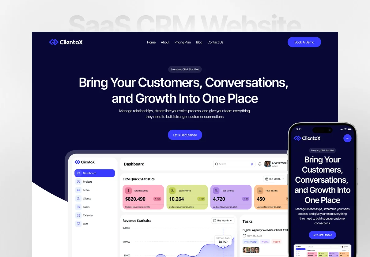 ClientoX - SaaS CRM Website UI Kit
