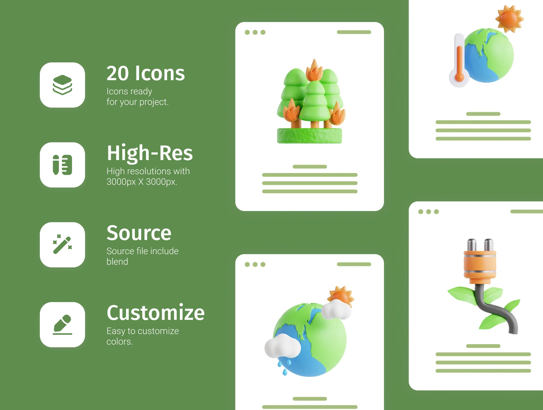 Climate Change 3D Icon Set 2
