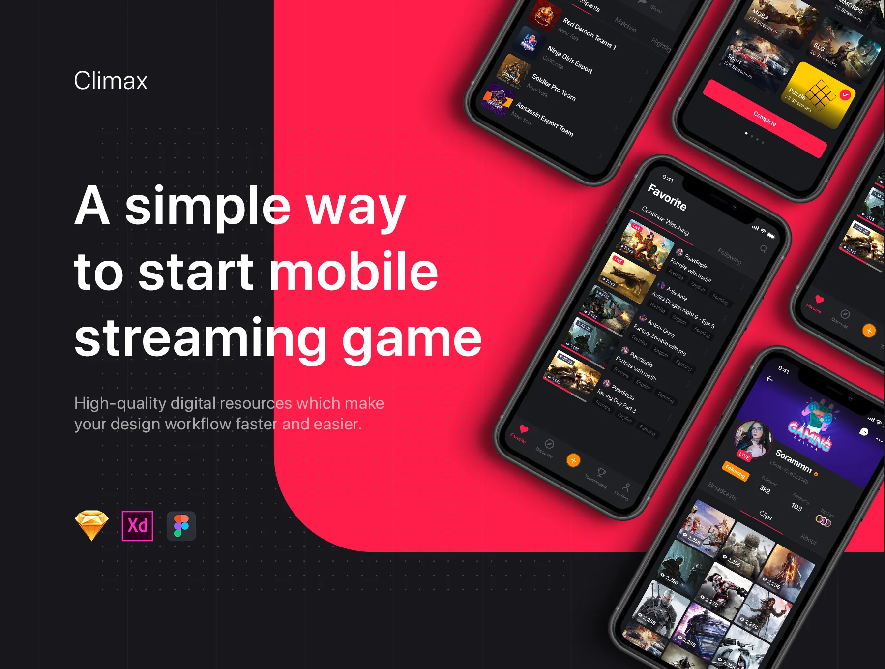 Climax - Live Game Streaming UI Kit