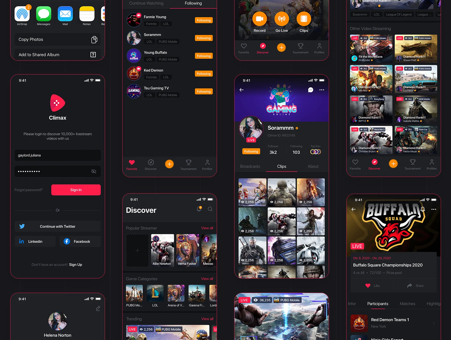 Climax - Live Game Streaming UI Kit 7