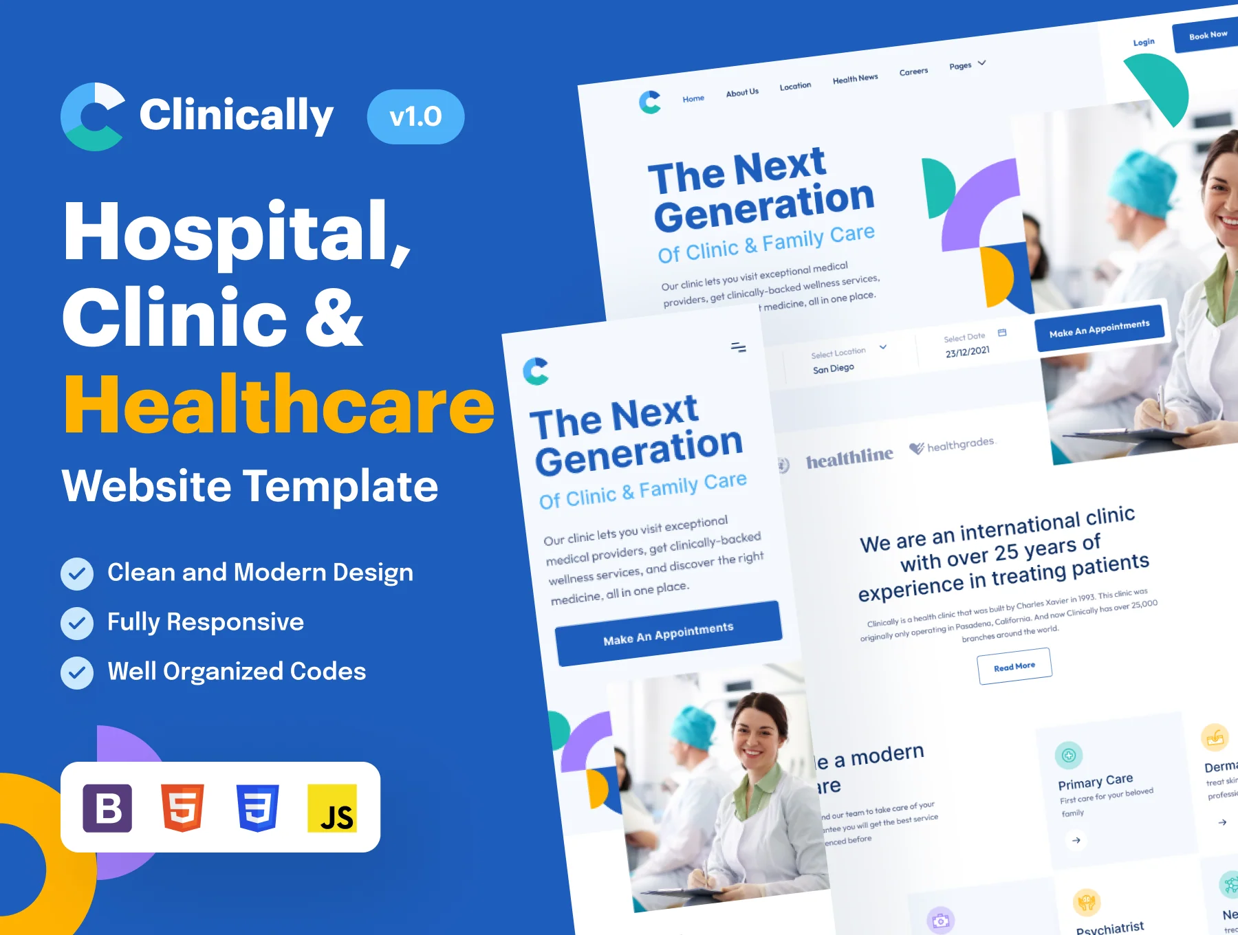 Clinically - Clinic and Hospital Website Template