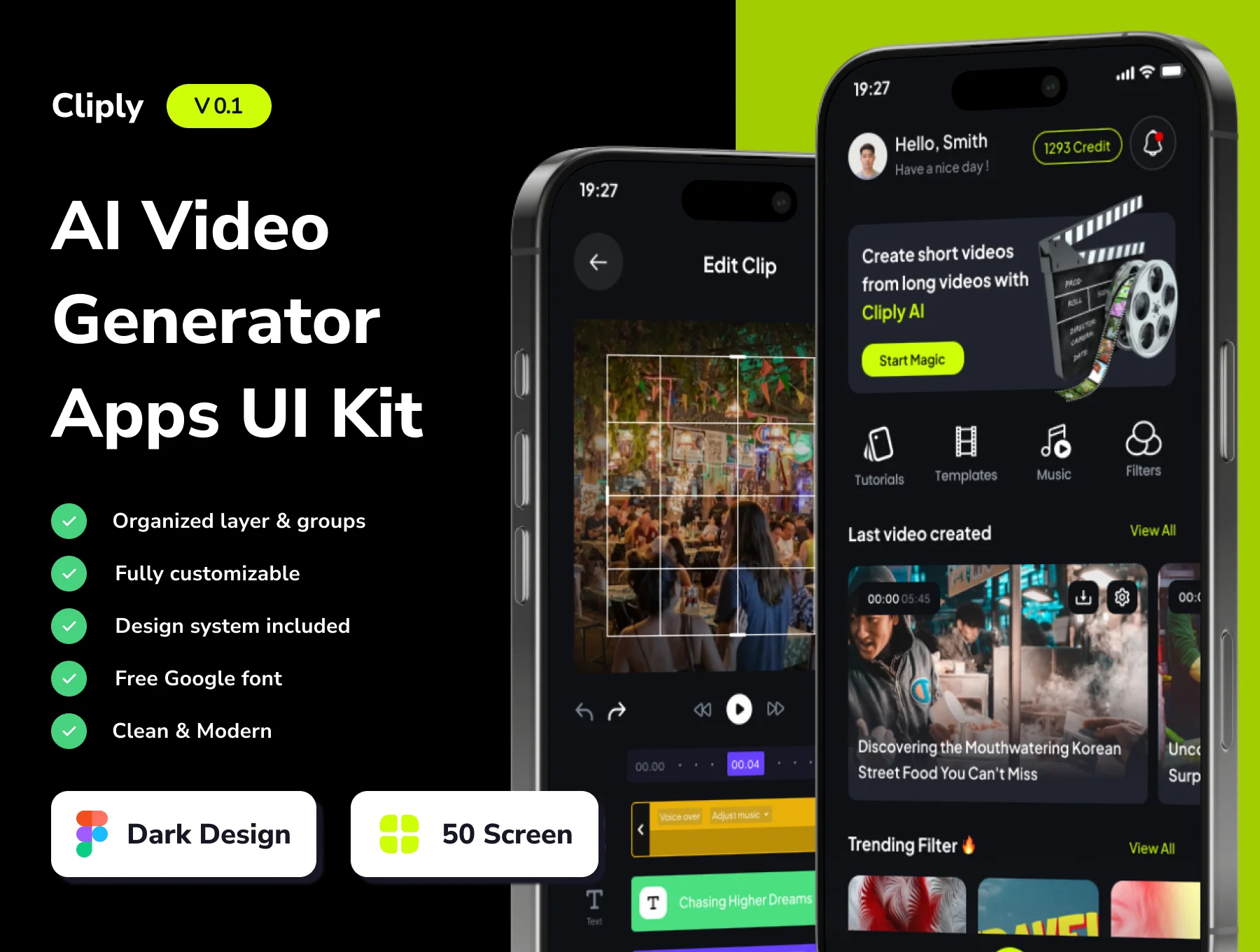 Cliply - AI Sort Video Generator Mobile App UI Kits