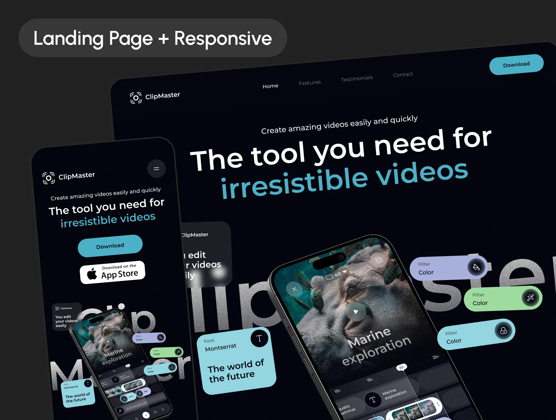 ClipMaster - Video editor App & Landing Page 3