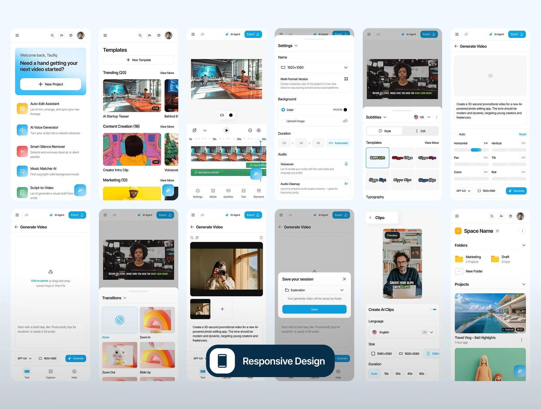 Clipo - AI for Video Editor Web App UI Kit 4