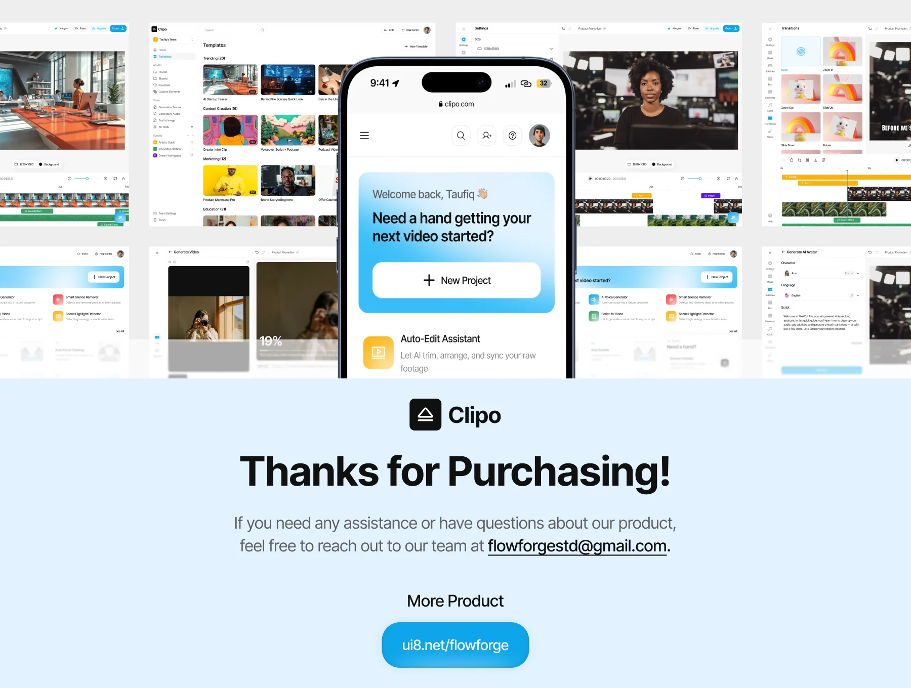 Clipo - AI for Video Editor Web App UI Kit 8