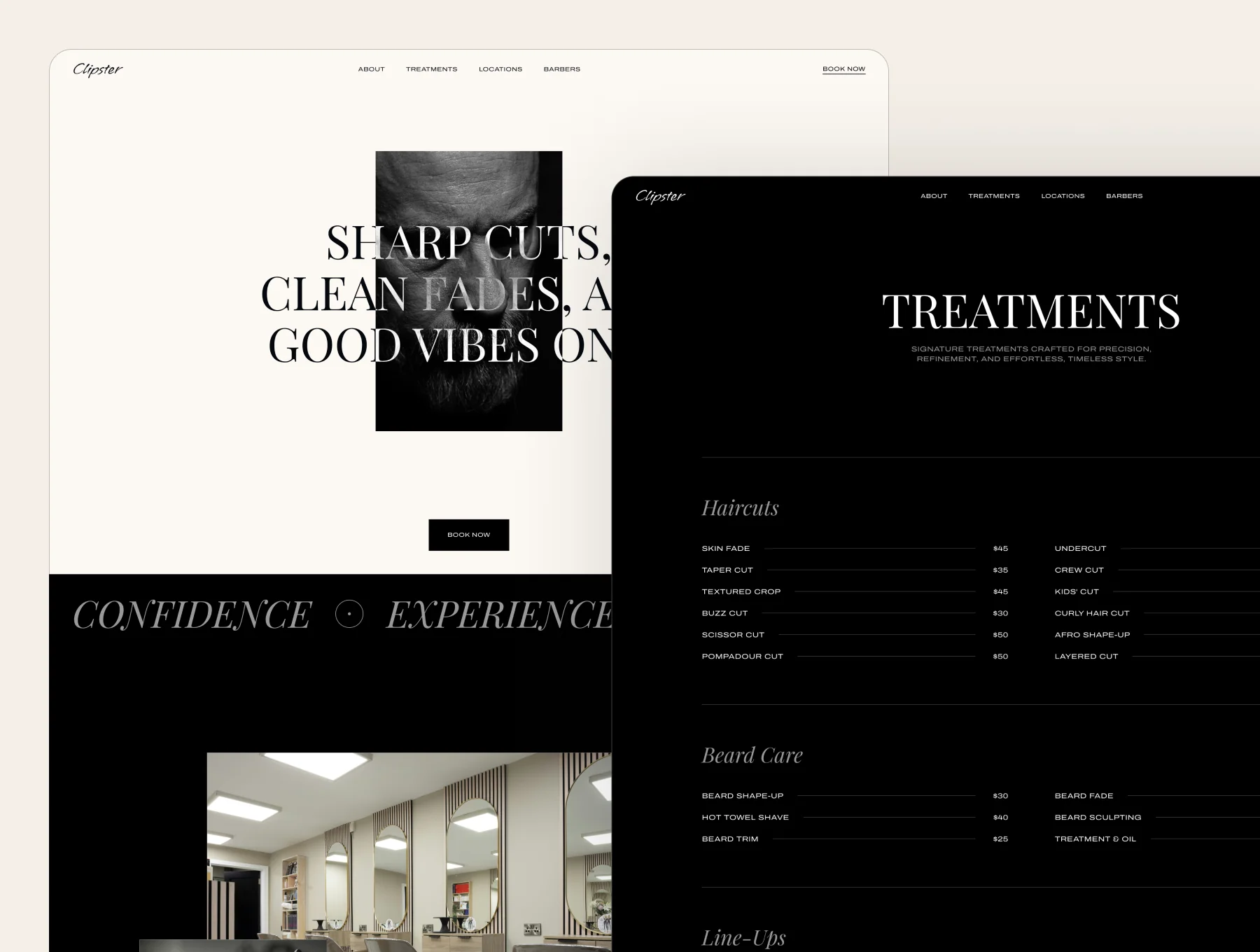 Clipster – Barbershop Website 2