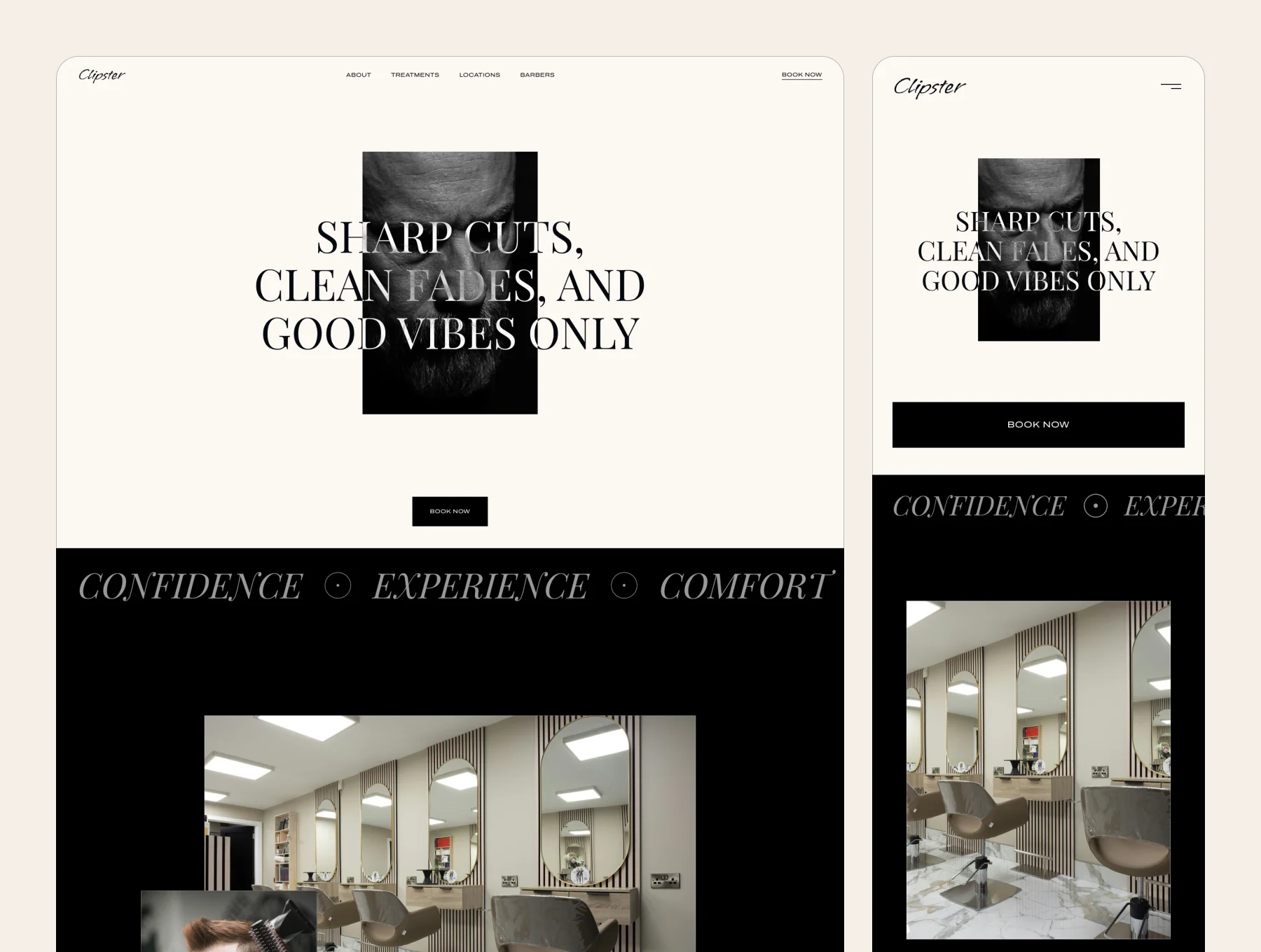 Clipster – Barbershop Website 3