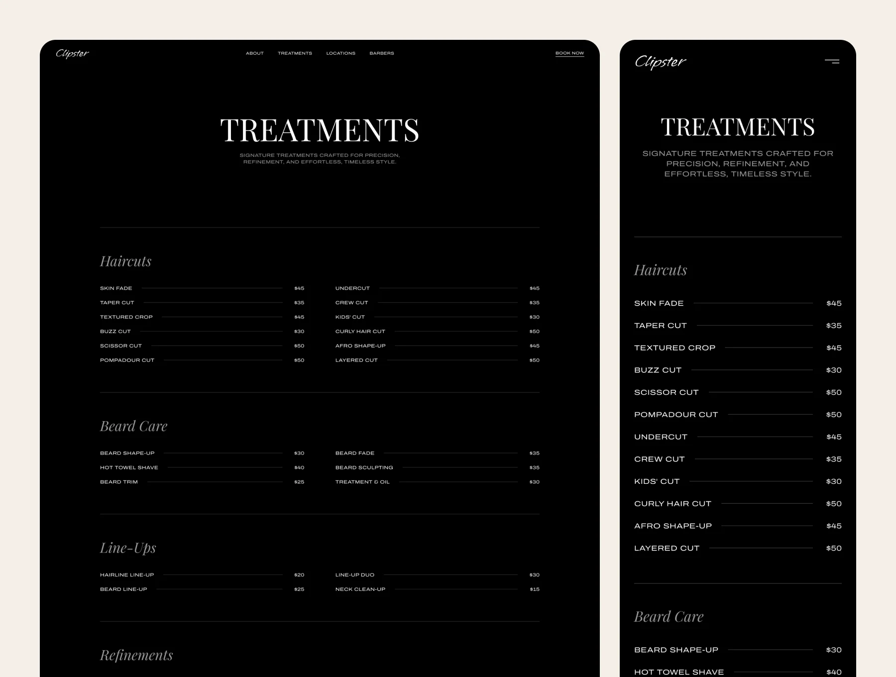 Clipster – Barbershop Website 4