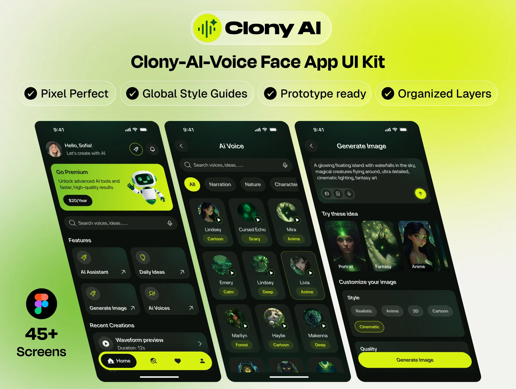 Clony-AI-Voice Face App UI Kit