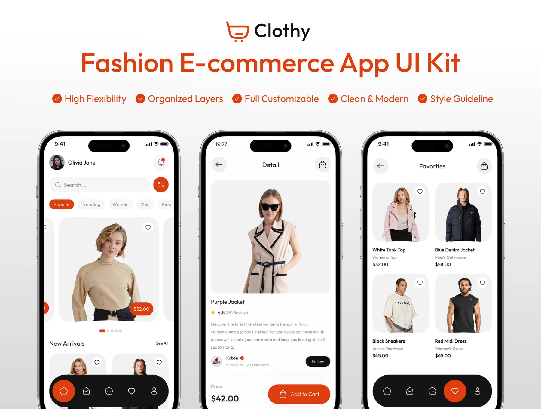 Clothy - Fashion Ecommerce Mobile App UI Kit