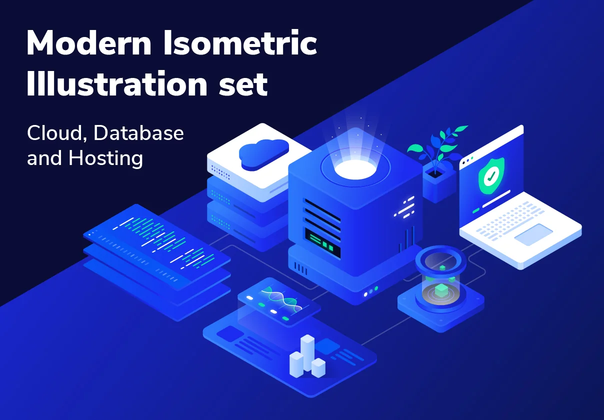 Cloud and Hosting Isometric Illustration set
