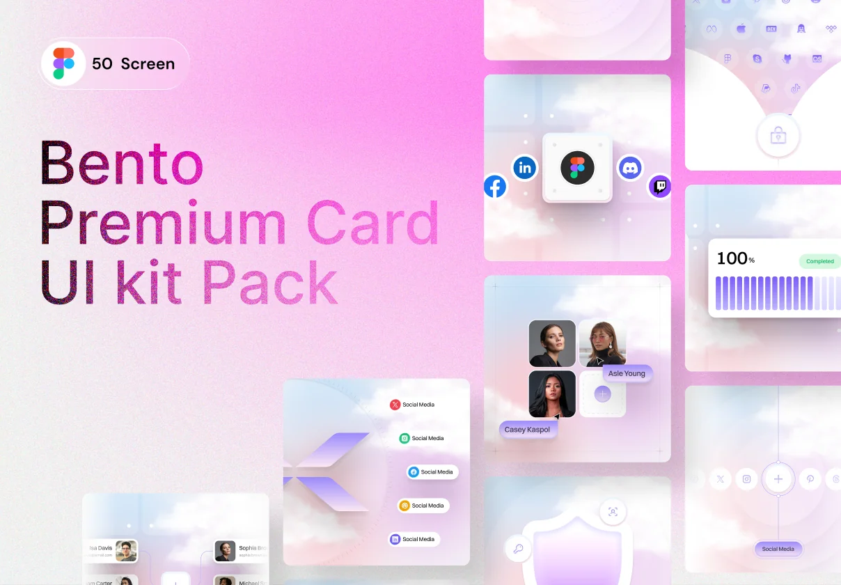 Cloud Bento Cards UI Kit – 50 Dreamy & Modern Card Designs