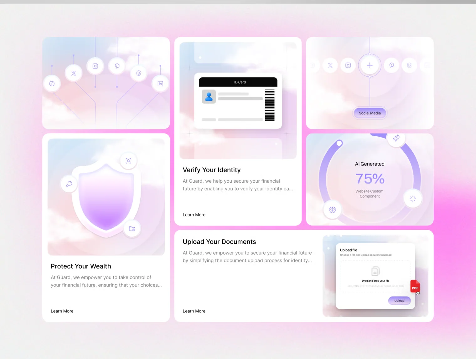 Cloud Bento Cards UI Kit – 50 Dreamy & Modern Card Designs 3