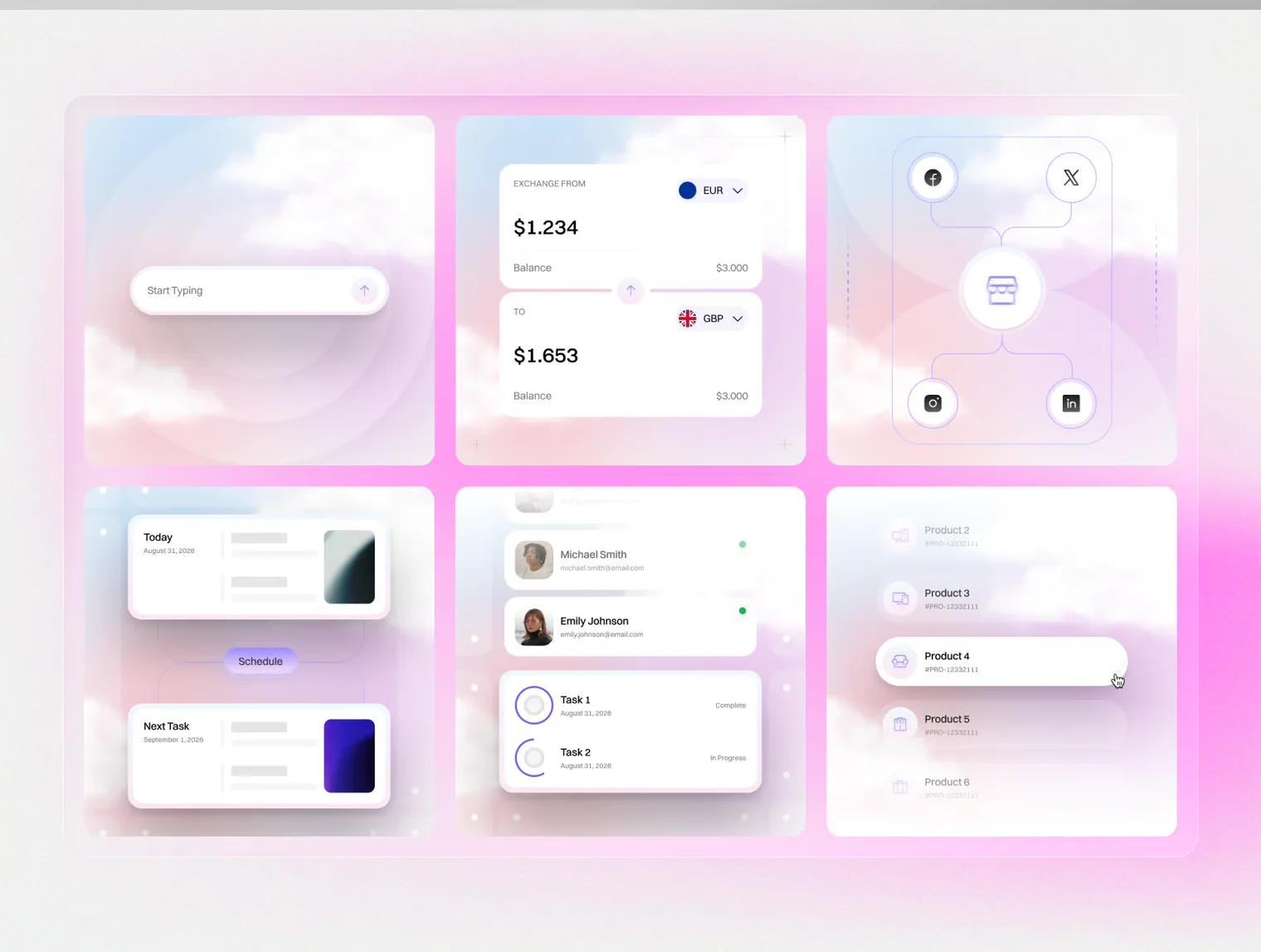 Cloud Bento Cards UI Kit – 50 Dreamy & Modern Card Designs 4