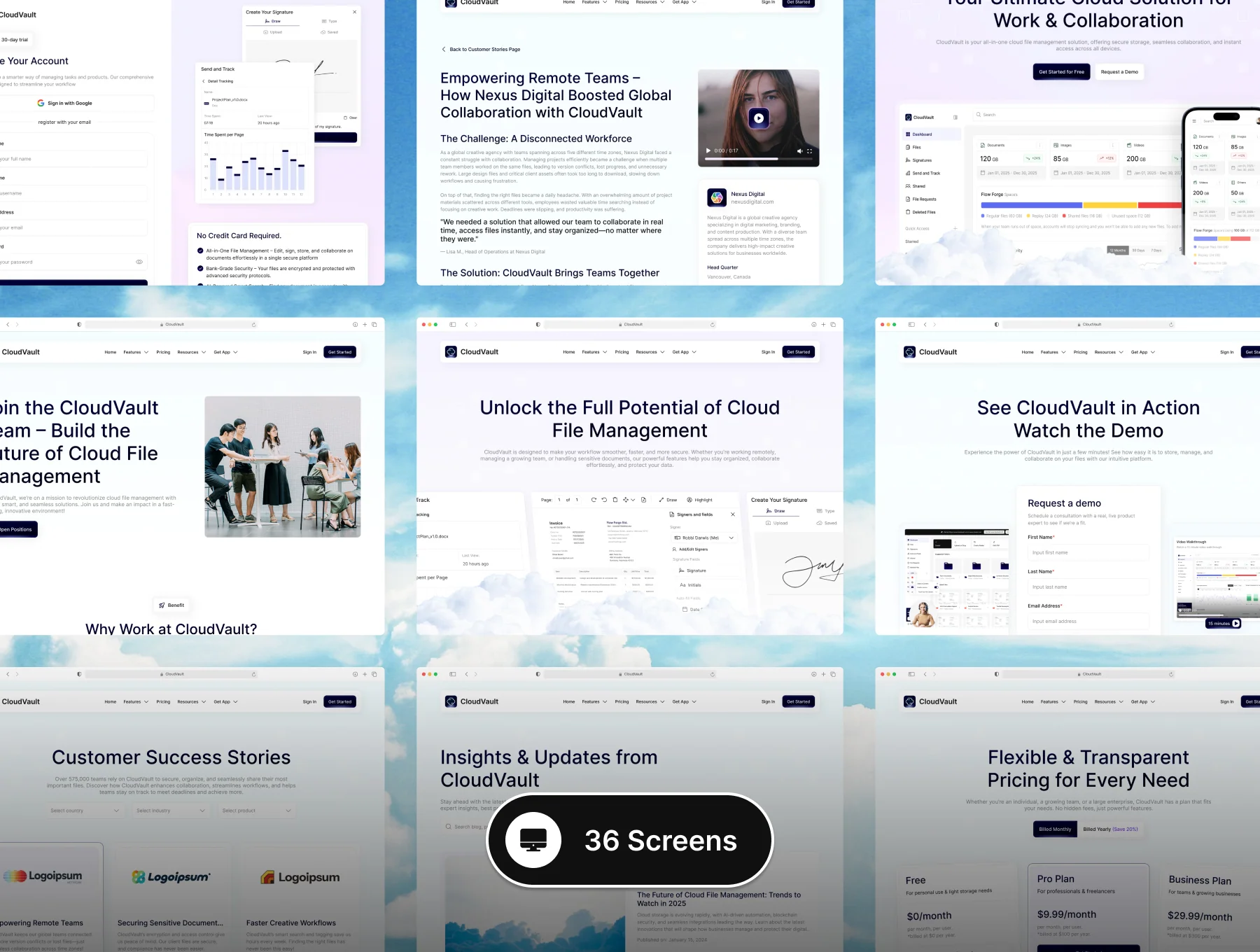 CloudVault - Cloud File Storage Website UI Kit 3