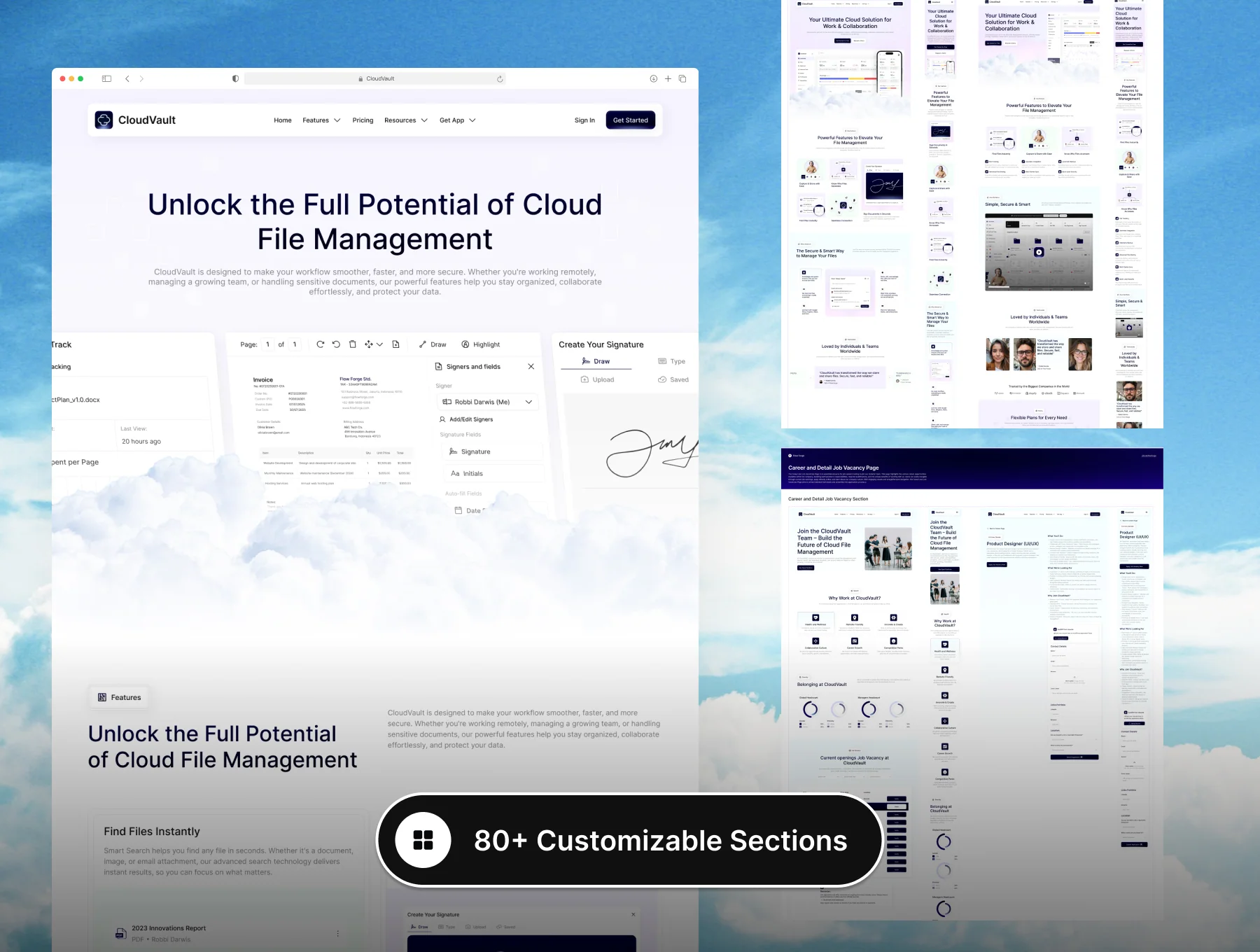 CloudVault - Cloud File Storage Website UI Kit 5