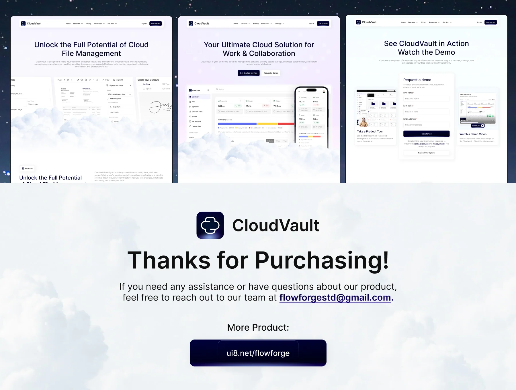 CloudVault - Cloud File Storage Website UI Kit 8