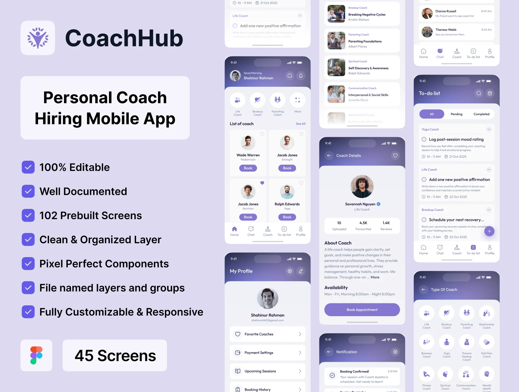 CoachHub – Personal Coach Hiring Mobile App UI Design (User Part)