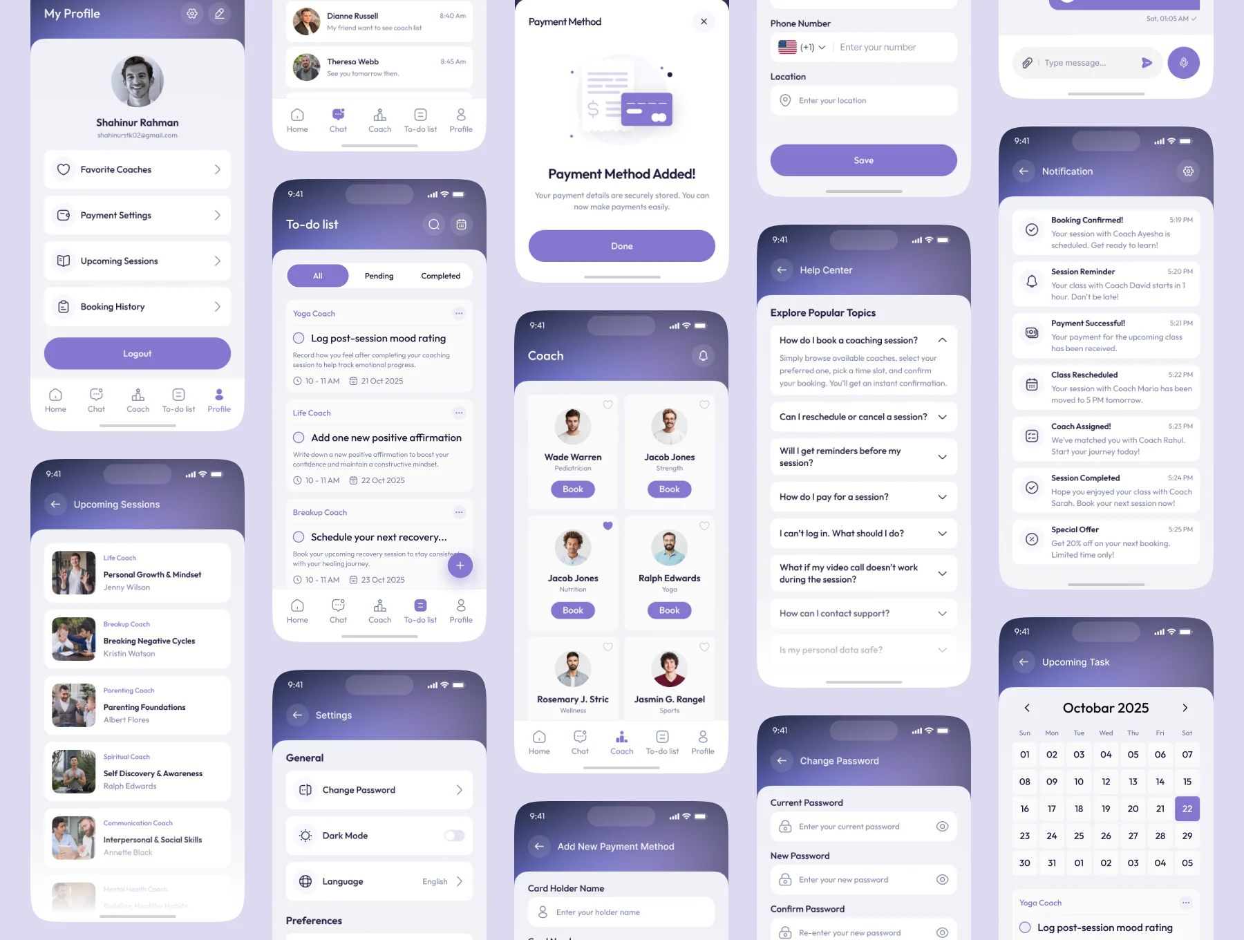 CoachHub – Personal Coach Hiring Mobile App UI Design (User Part) 5