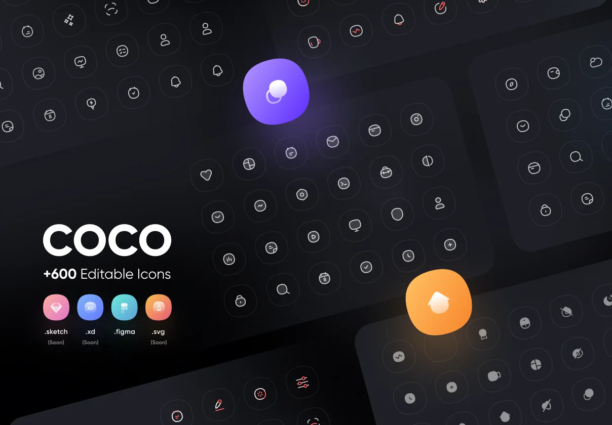 COCO icon pack +600 Editable icons