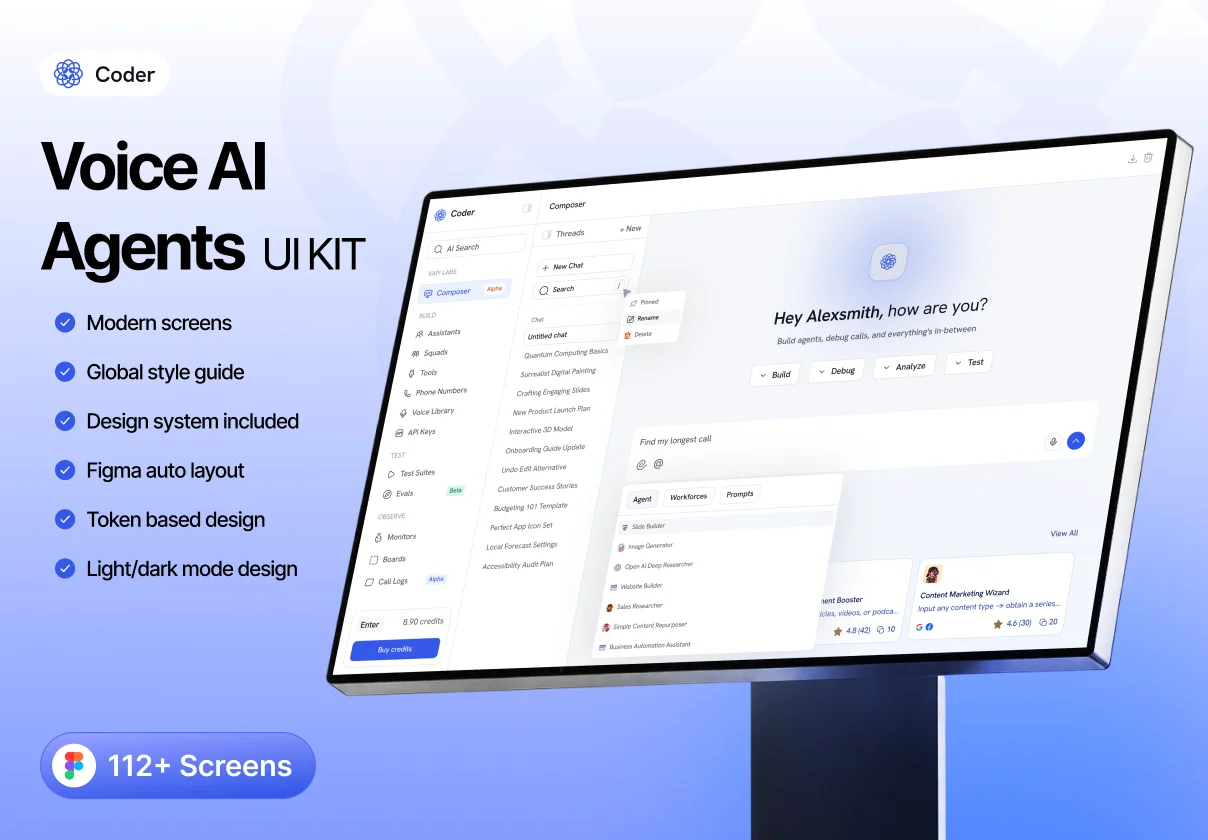 Coder — Voice AI Agents Dashboard UI Kit