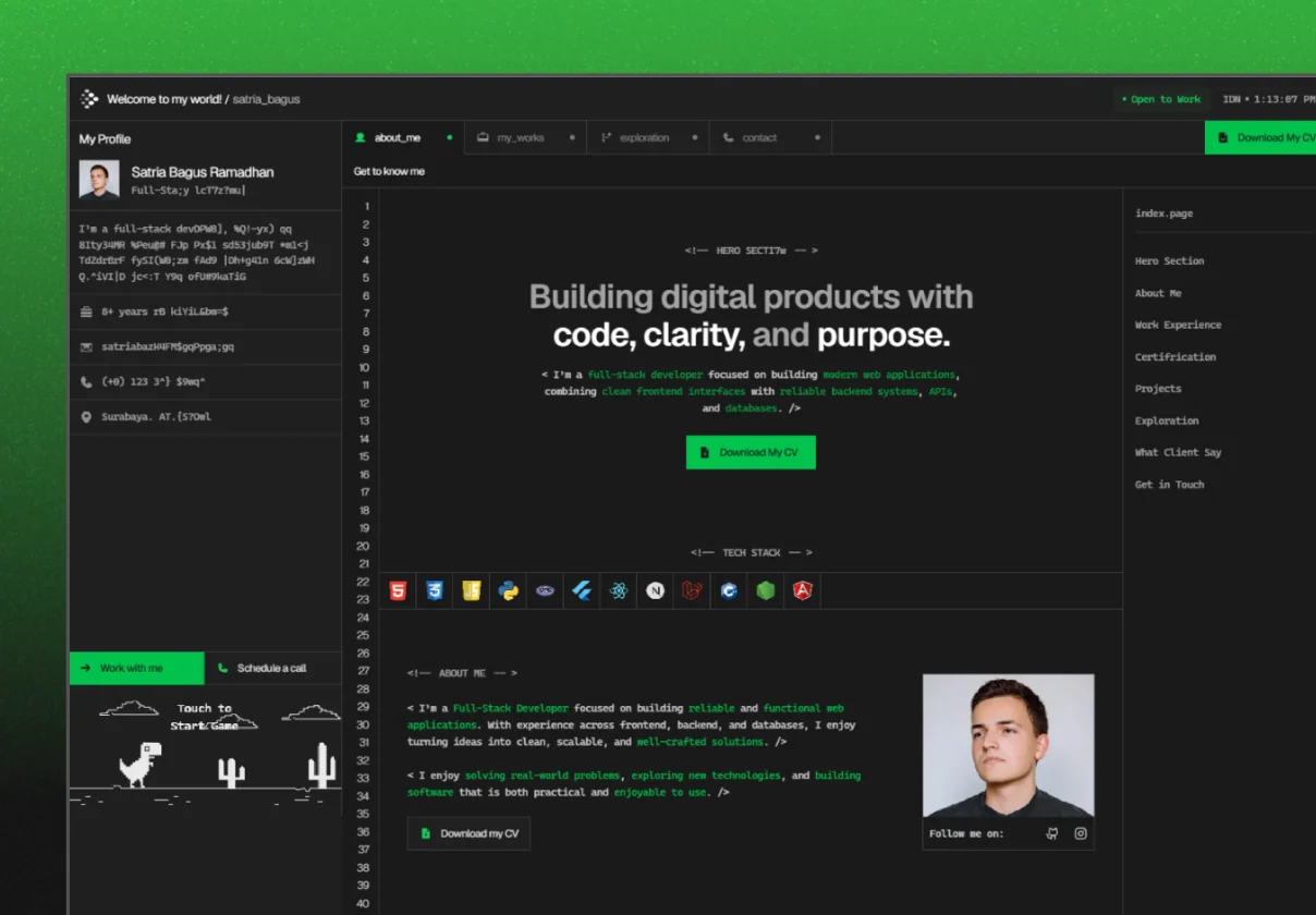 Codetax — Interactive Developer Portfolio Framer Template