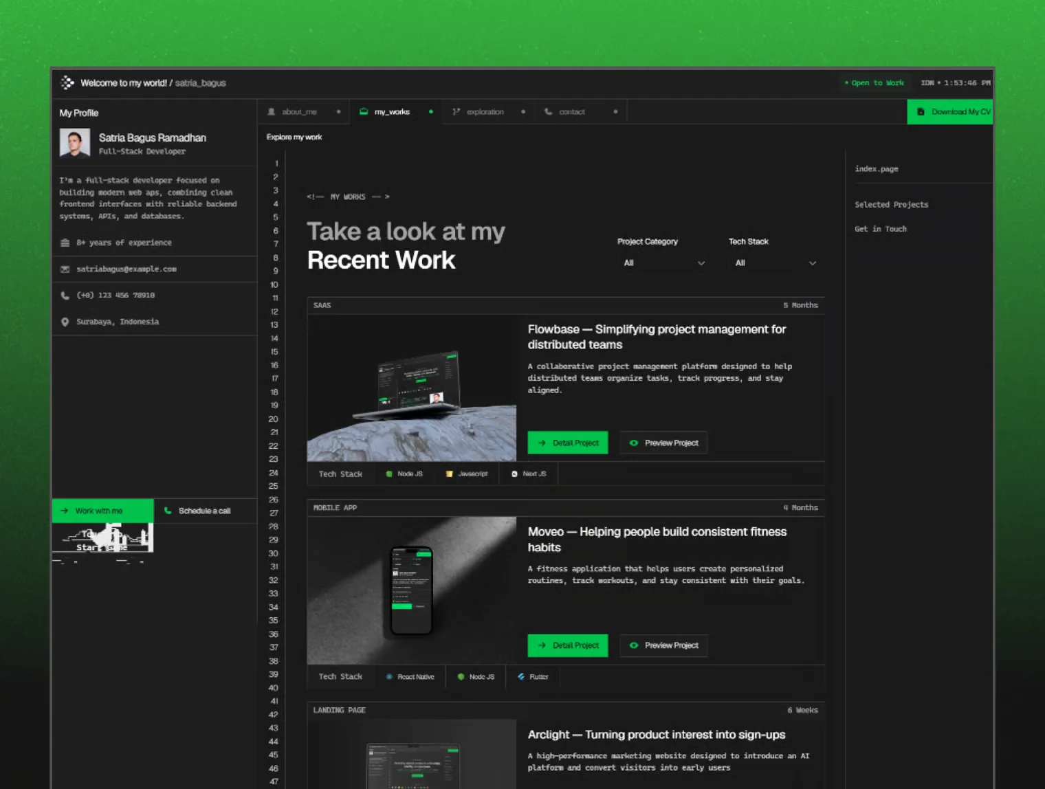 Codetax — Interactive Developer Portfolio Framer Template 2