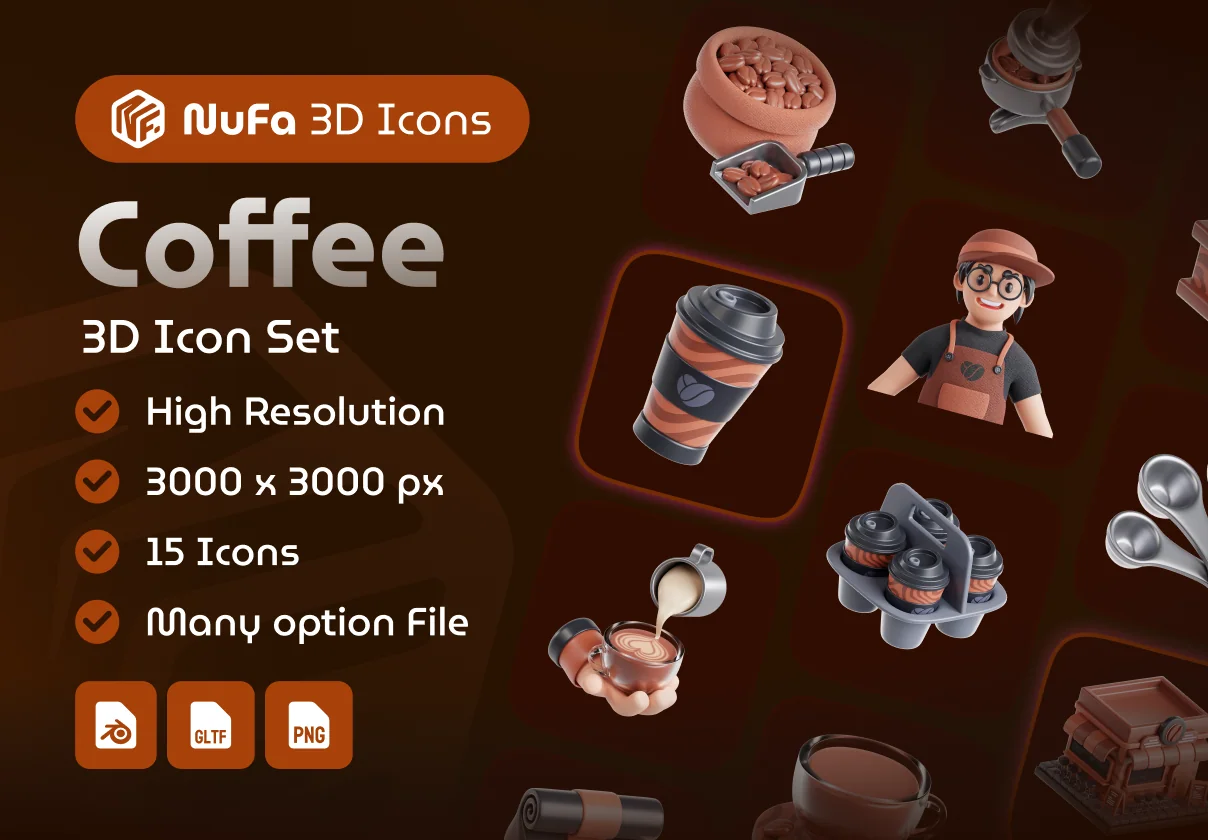 Coffee 3D Icon Set