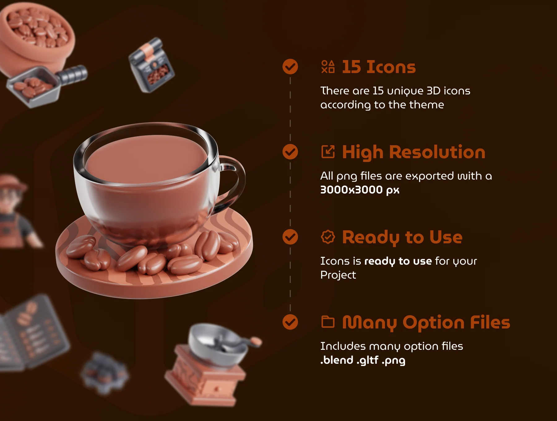 Coffee 3D Icon Set 4