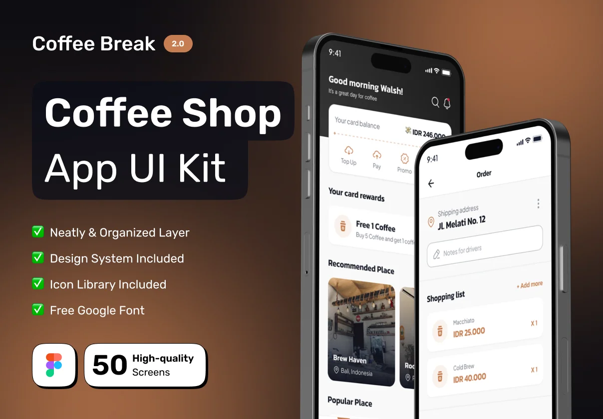 Coffee Break - Delivery & Book Coffee Shop App UI Kit